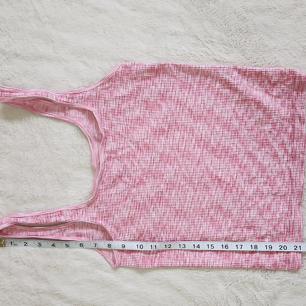 Anthropologie Heathered Pink Ribbed Tank Top | Women's Size Medium - Picture 2 of 5